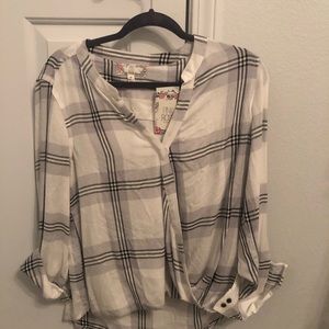 Female grey and white flannel blouse/shirt